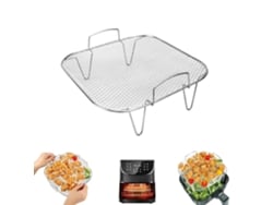 Bandeja De Assar Em Aço Inoxidável(23x23 Cm)para Frituras A Ar - Reutilizável, Ao Calor, Pode Ser Cozinhada Em Duas Camadas