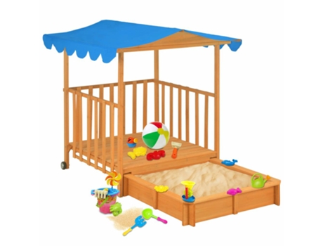 vidaXL Casa de juegos para niños con arenero madera abeto azul UV50