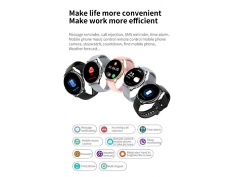 Smartwatch Ultrafino con Pantalla Inteligente para Medición de Temperatura Gris Plata