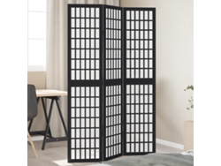 Biombo de 3 paneles de madera maciza de paulownia, color negro, Wsd936276 Lovely Home