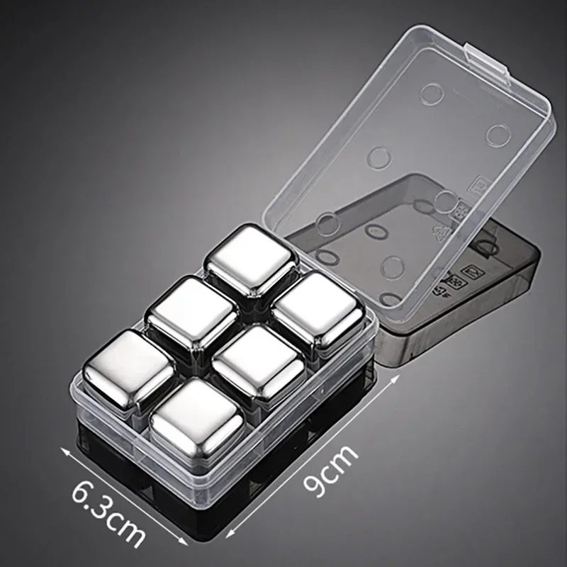 Cubitos De Hielo Reutilizables De Acero Inoxidable (plateados, Paquete De 6), De Congelación Rápida Y Aptos Para Uso Alimentario.