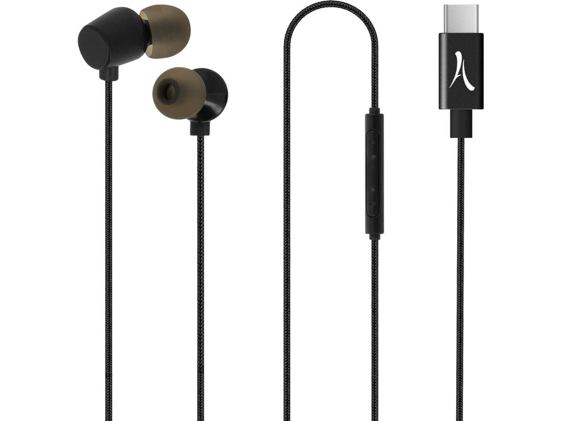 Auriculares con Cable AKASHI ALTINTRATYPCBLK (In Ear - Micrófono - Noise Cancelling - Negro)