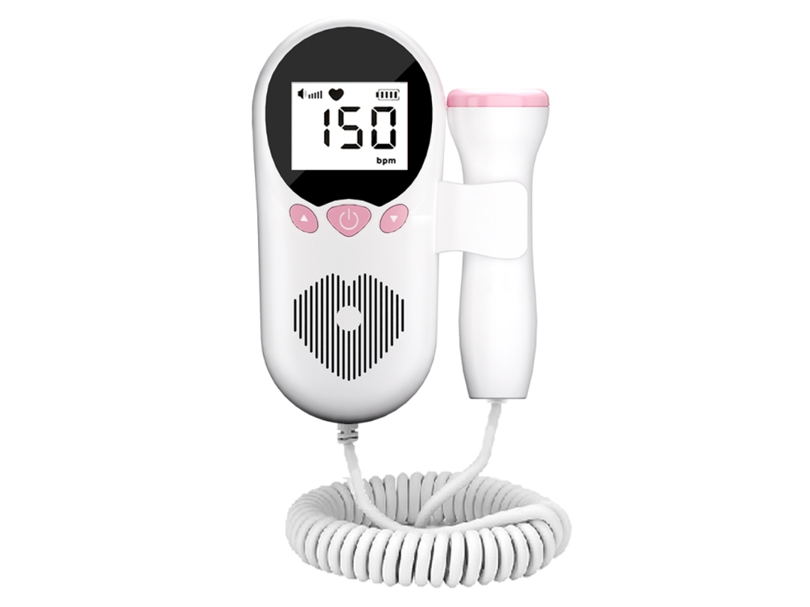 Monitor De Batimentos Cardíacos Fetal Portátil Doppler Com Tela Lcd Grande Sem Radiação E Gel Incluído