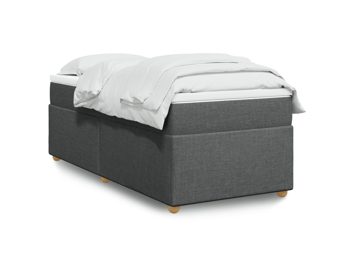 Cama Box Spring Con Colchón Tela Gris Oscuro 100x200 Cm
