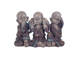 Figura Budas 3 Unidades Gris de Resina 17*12*25cm Figura de Buda
