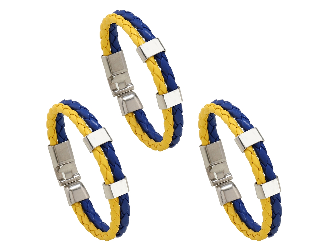 Pulsera Con La Bandera De Ucrania En Cuero Trenzado, 3 Piezas, Recuerdo De Joyería Ucraniana