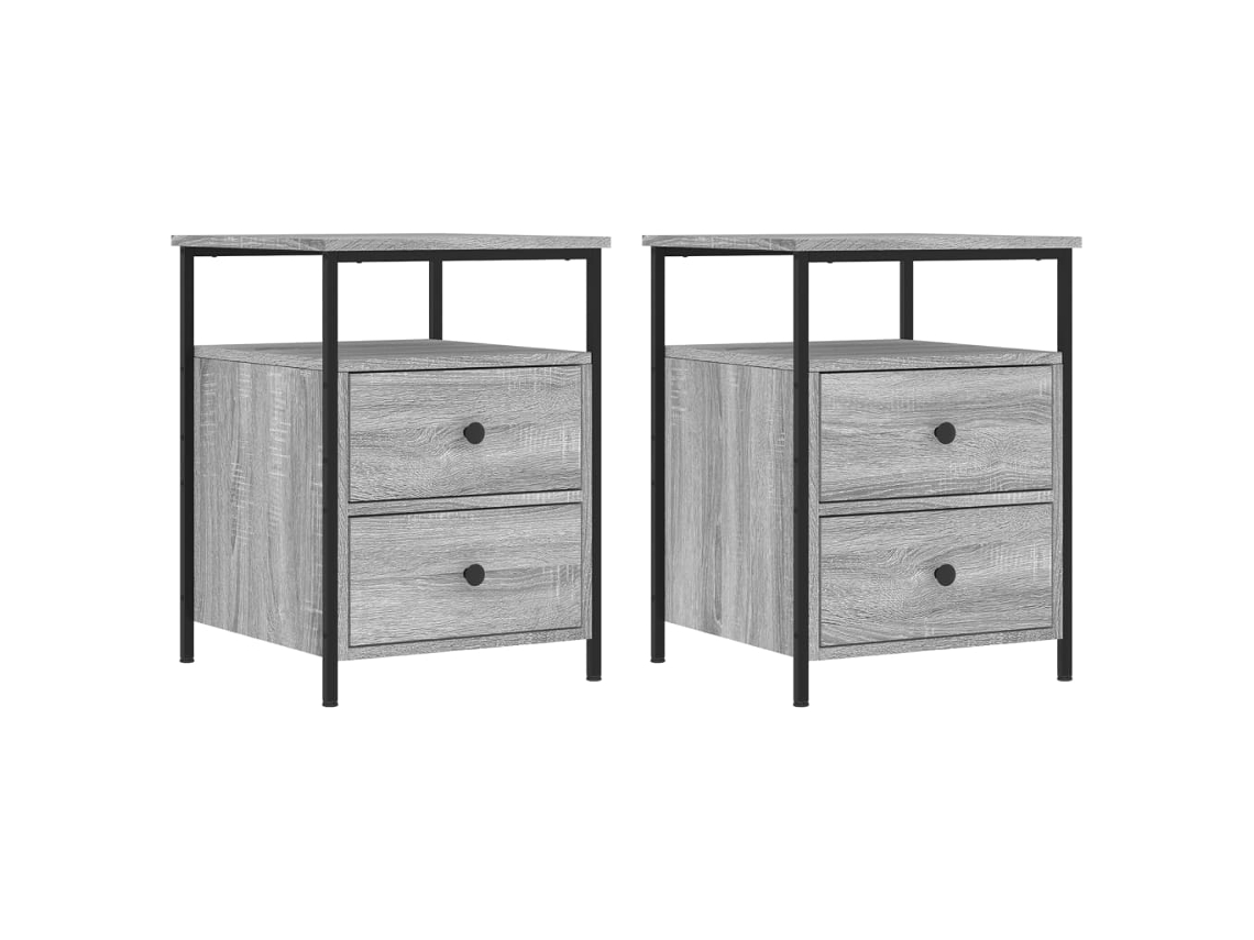 Maison Exclusive - Mesitas Noche 2 Uds Madera Ingeniería Gris Sonoma 44x45x60 Cm