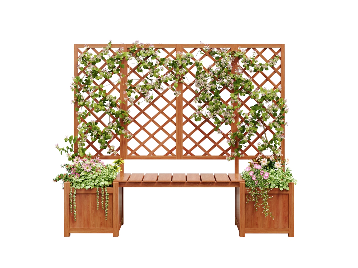 Macetero Con Estructura De Pino Para Jardín Y Patio Trasero, Color Marrón.