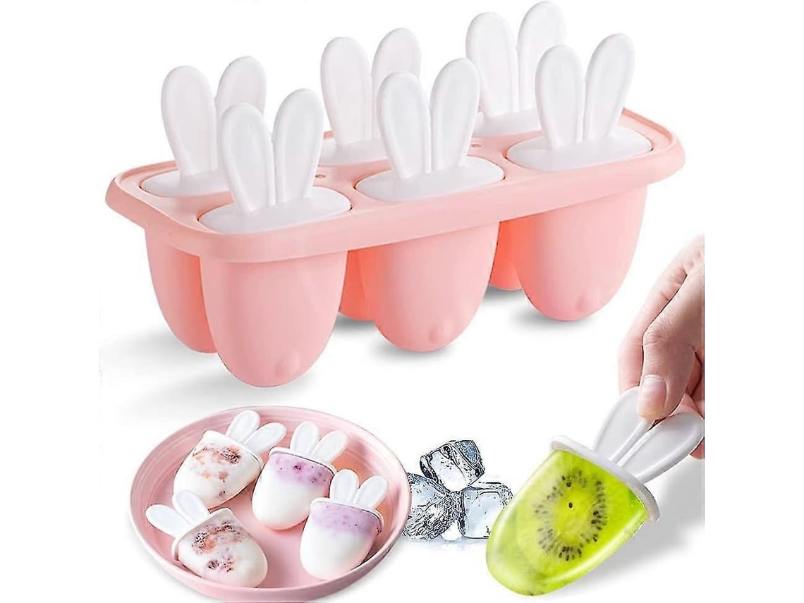 Molde De Helado Con Palillo Reutilizable Mini Para Niños Material Plástico Silicona Rosa Diy Helados Yogur Jugo Leche