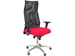 Silla de Escritorio Ejecutiva PIQUERAS Y CRESPO Sahúco XL Rojo y Negro con ruedas de parqué (Malla y Tejido)