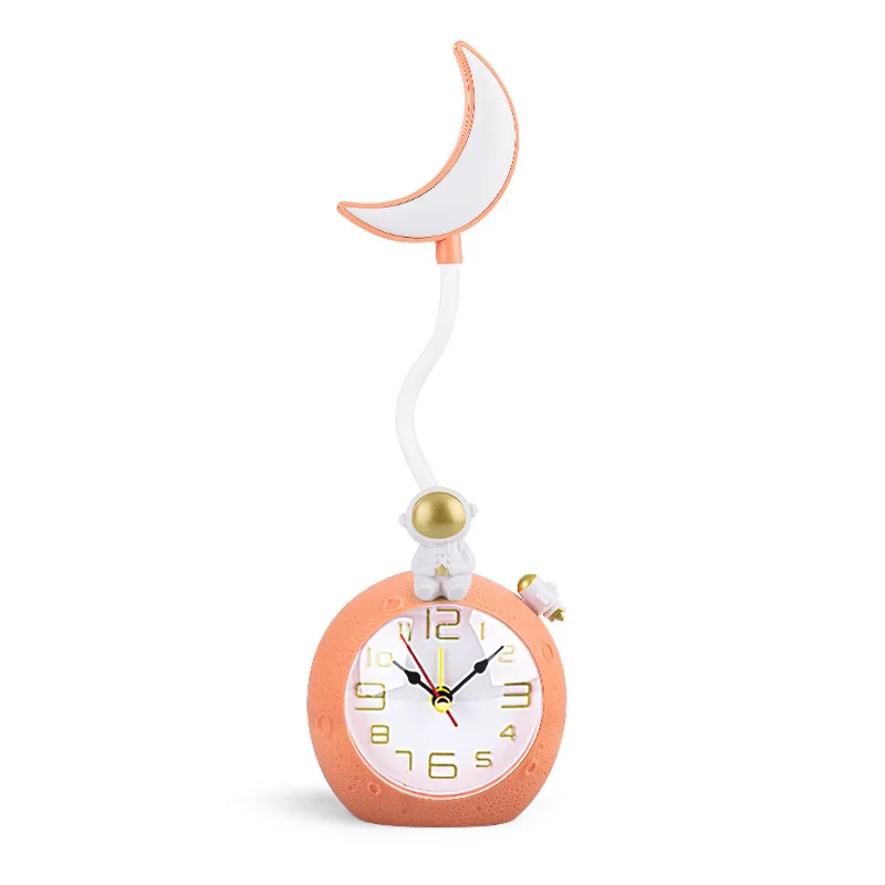 (naranja) Lámpara Despertador Con Luz Nocturna, Reloj Despertador Recargable Para Mesita De Noche