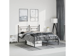 Estructura Cama Sin Colchón Con Estribo Metal Negro 193x203 Cm