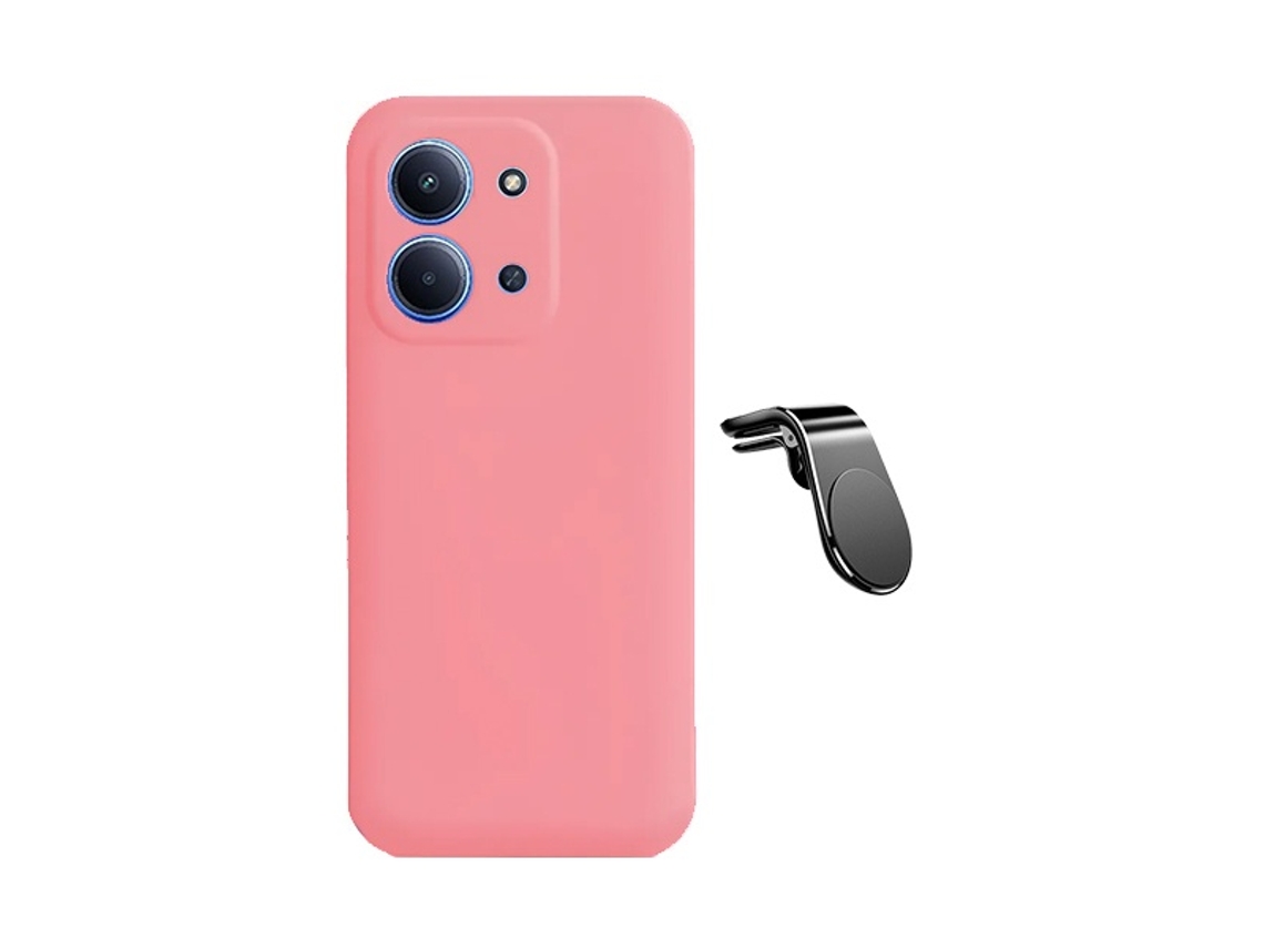 Kit Soporte Magnético Coche Conducción Segura L Funda Silicona Líquida Phonecare Para Xiaomi Poco C85 - Rosa