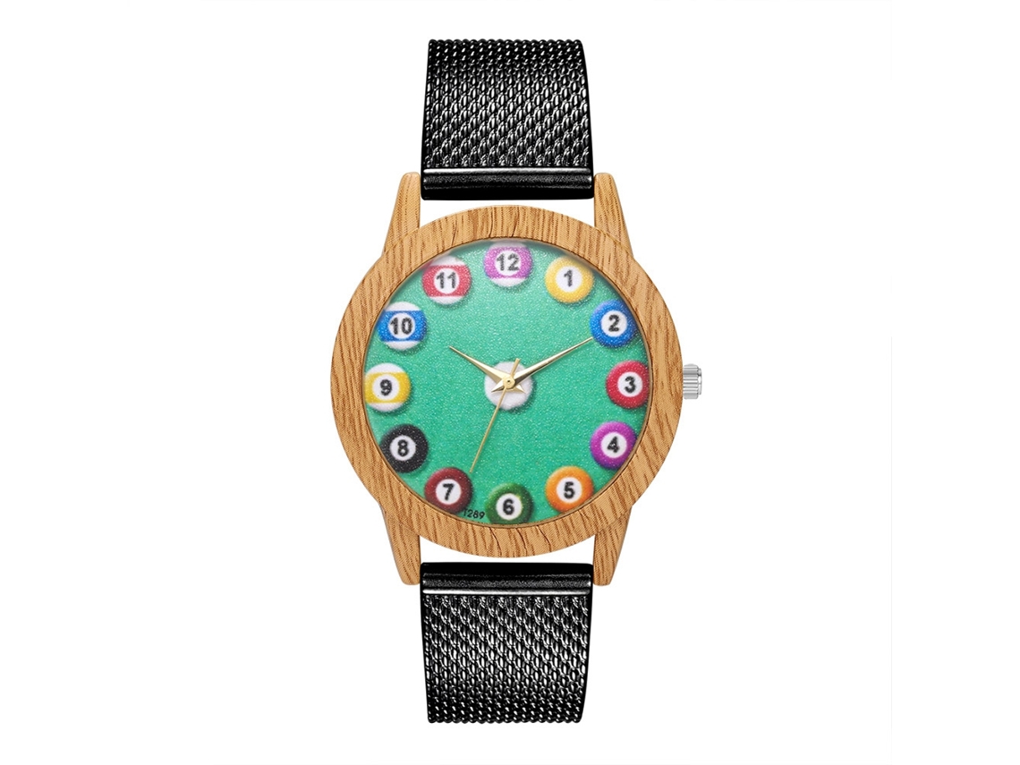 Reloj De Pulsera Unisex De Aleación Con Esfera Redonda, Movimiento De Cuarzo Analógico, Color Negro.