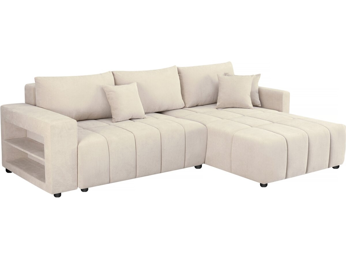 Sofá esquinero convertible de 3 plazas en tejido de chenilla Trocadero Beige Palozi Sofa