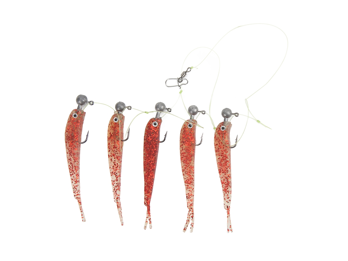 Kit De Aparejo De Pesca Con Paraguas, Señuelos Suaves Artificiales Para Bass Rojo De Agua Dulce