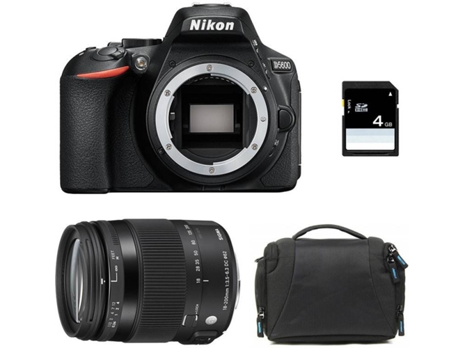 Kit Cámara Réflex NIKON D5600 + Sigma 18-200 + Bolsa + SD 4Go
