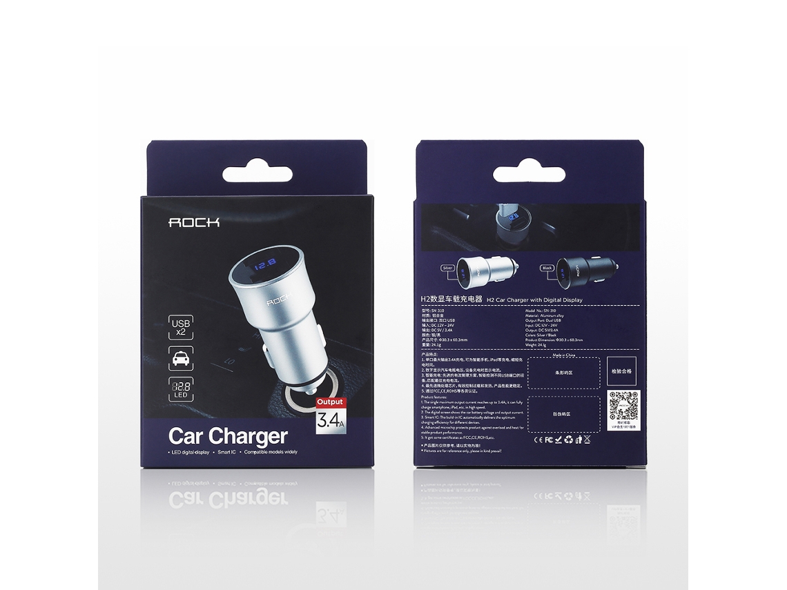Cargador Inalámbrico Para Coche De 10 W R1 Con Inducción Automática Y Soporte Para Rejilla De Ventilación Dorada Rock H2 Con Doble Puerto Usb