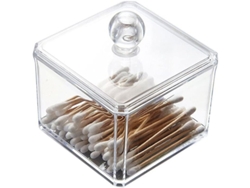 Caja De Almacenamiento Transparente Para Bolas Y Bastoncillos De Algodón, Diseño Apilable Con Tapa (una Sola Capa).