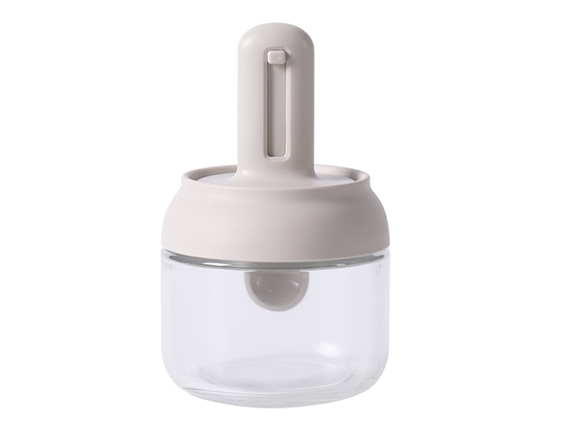Tarro Para Especias Con Cuchara Retráctil, De Vidrio Transparente, Para Guardar Condimentos En La Cocina.