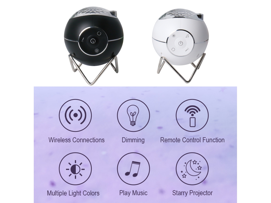 Yncm2026-proyector De Planetas Y Estrellas Con Luz Ambiental Usb, Control Remoto Y Música Bt Para Dormitorio Creativo