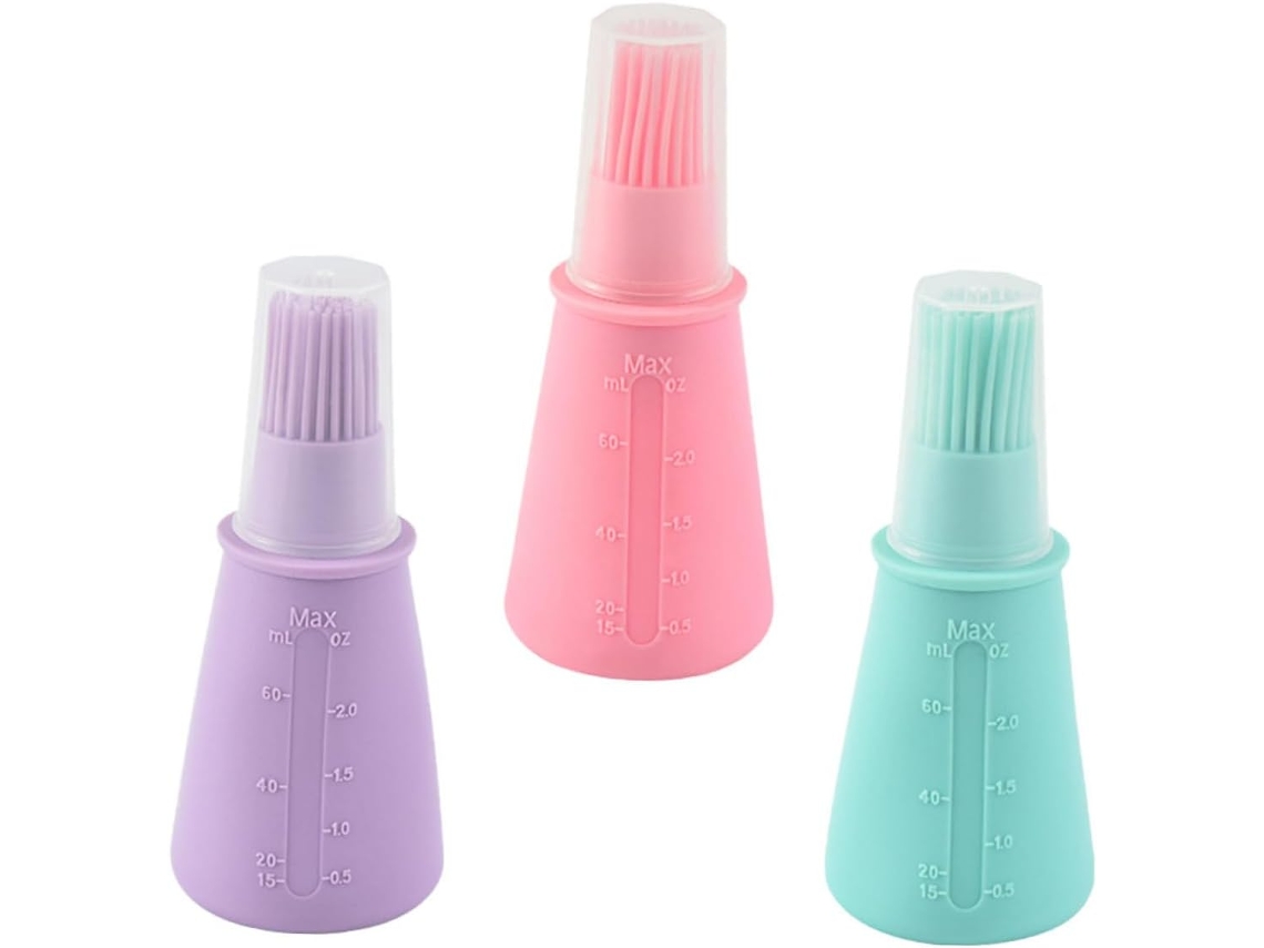 Juego De 3 Botellas De Aceite De Silicona Para Barbacoa Y Repostería - Accesorios De Cocina Prácticos