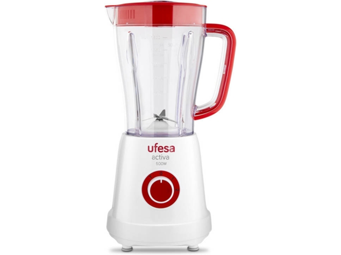 Batidora de Vaso UFESA BS470 Activa (500 W - 1.5 L - Blanco y Rojo)