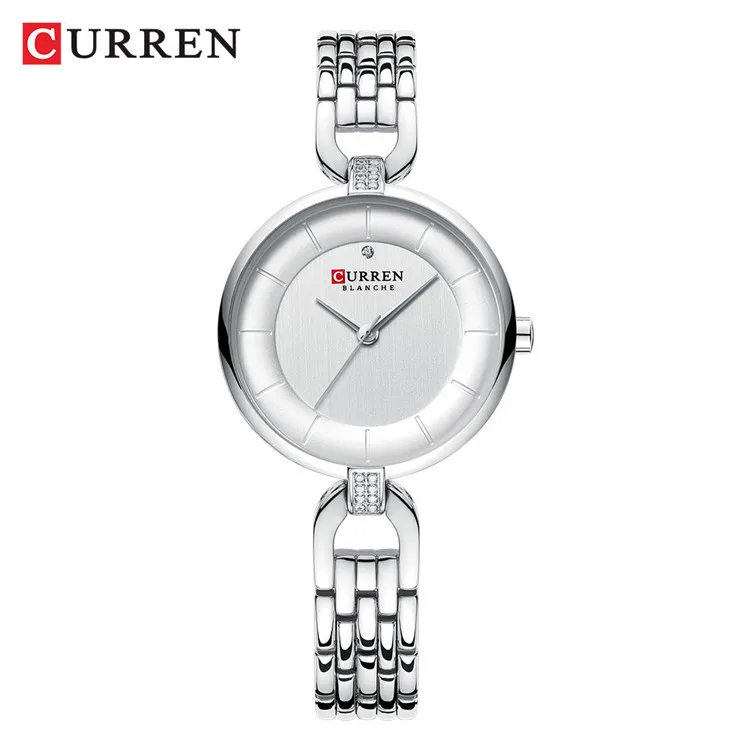 (plata) Reloj De Mujer Con Correa De Malla De Acero Inoxidable.