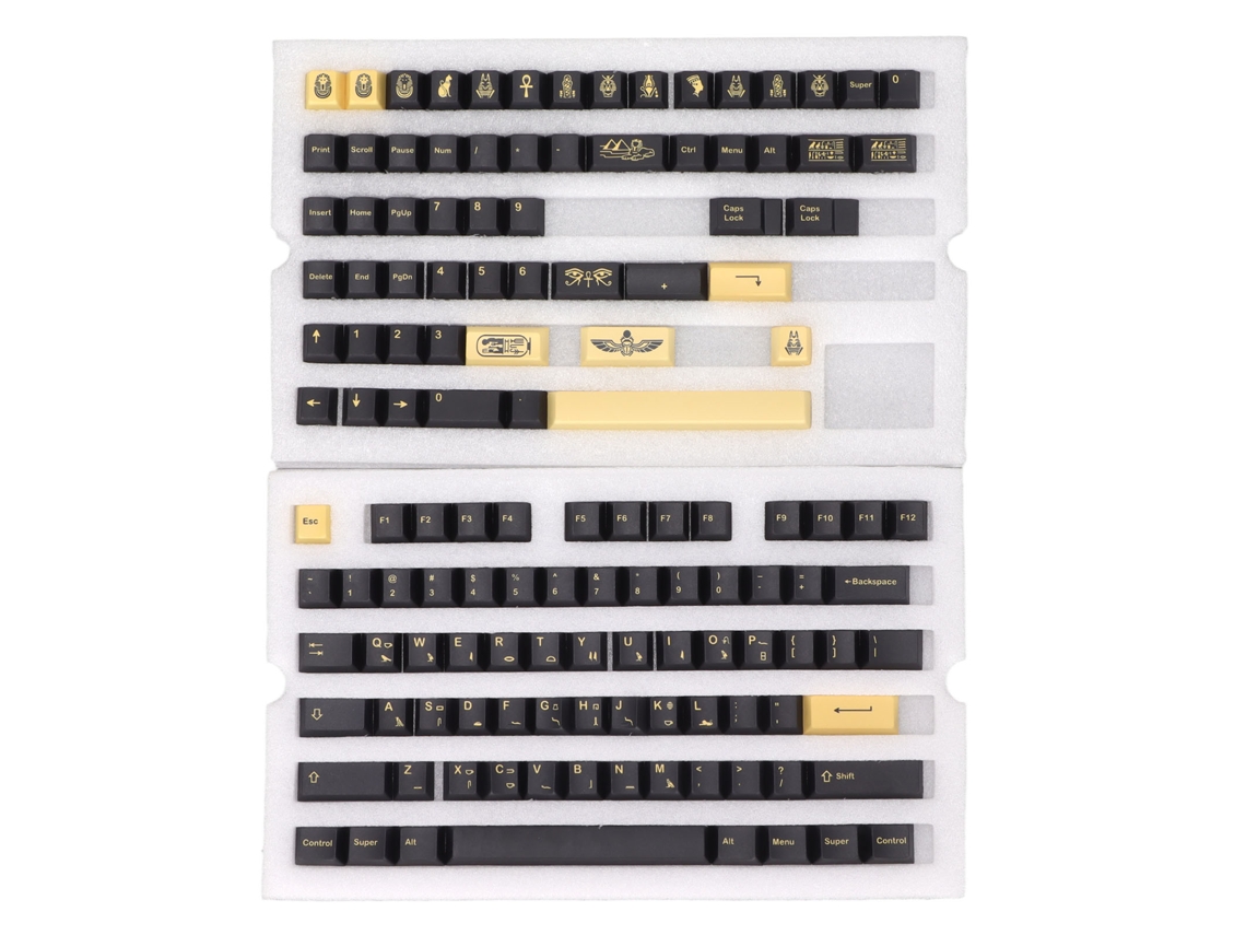Keycaps Pbt 132 Teclas Sem Letras Altura Cherry Tema Faraó Egípcio Para Teclado Mecânico Gamer