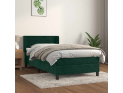 Cama Individual | Cama Box Spring Con Colchón Terciopelo Verde Oscuro 80x200 Cm