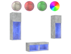 Maison Exclusive - Muebles De Tv De Pared Con Luces Led 4 Piezas Gris Hormigón