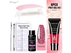 Kit de uñas de gel de poliéster con lámpara UV de 6 W, herramientas de manicura rápida GOKOCO