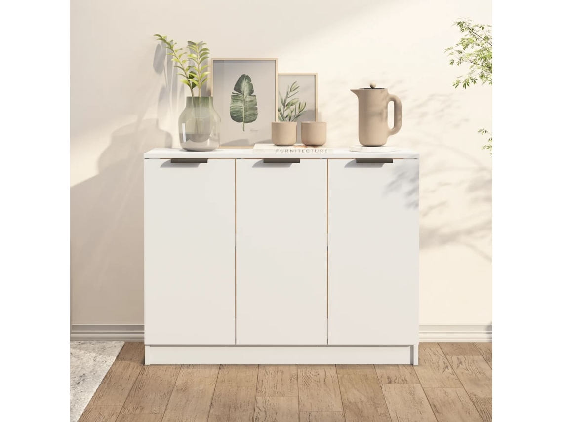 Aparador De Madera Contrachapada Blanco 90,5x30x70 Cm