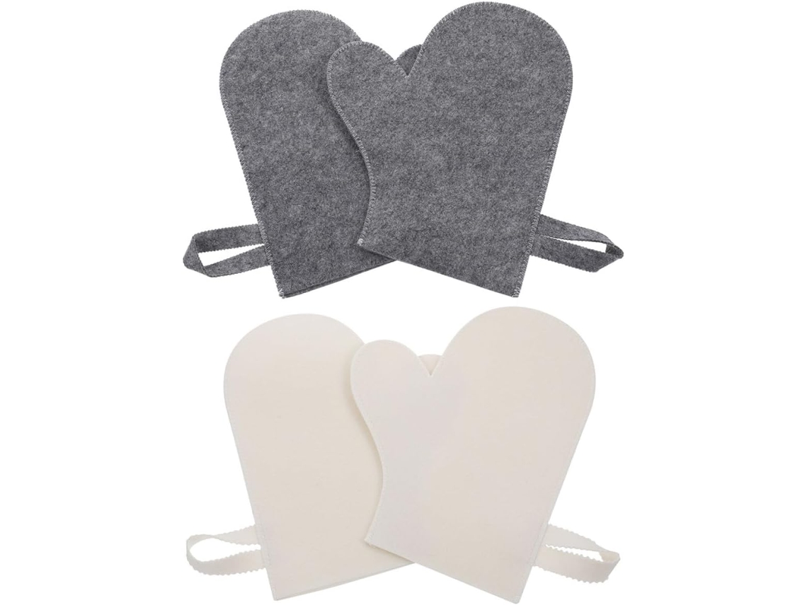 Paquete De 4 Guantes De Fieltro Para Sauna Con Aislamiento Térmico Y Material Absorbente De Agua. Aptos Para La Piel,