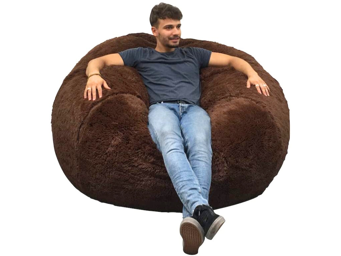 Puf Gigante De Pelo Desenfundable Marrón 140 Cm