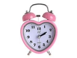 2026-reloj Despertador Corazón Silencioso Con Luz Nocturna Mesa Rosa 8x12x5cm Ueh