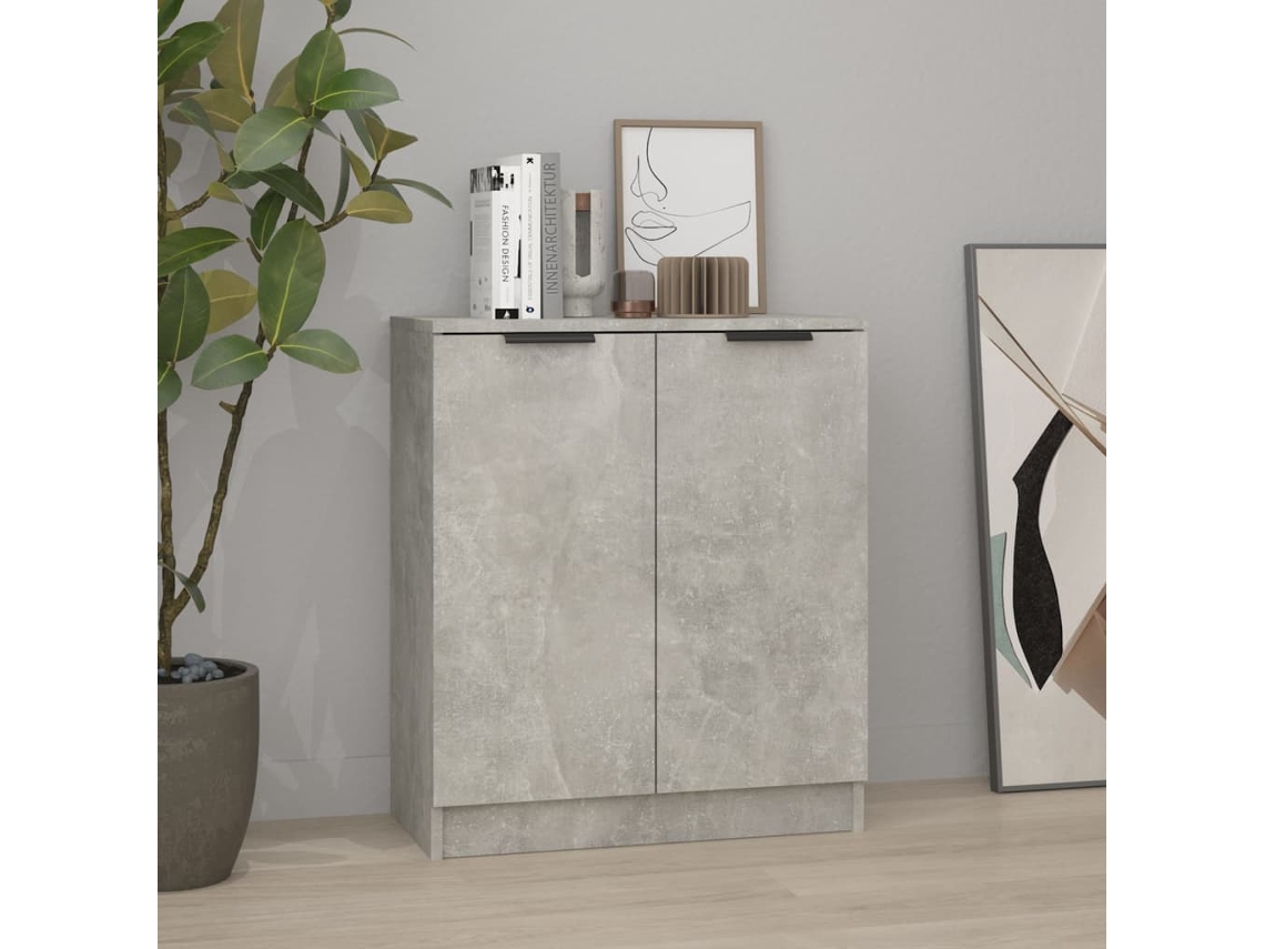 Aparador De Madera Contrachapada Gris Hormigón 60x30x70 Cm