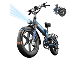 Bicicleta eléctrica Urlife T5 750w 48v 13ah Fat Bike 20x4.0 Suspensión completa Autonomía de 125km Velocidad de 45km/h Shimano 7v Azul