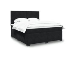 Cama Box Spring Con Colchón Terciopelo Negro 180x200 Cm