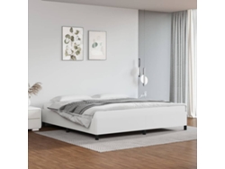 Estructura De Cama Sin Colchón Cuero Sintético Blanco 200x200cm