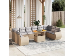 Conjunto de sofá de jardín de 11 piezas con cojines de mimbre beige DKD Home Decor