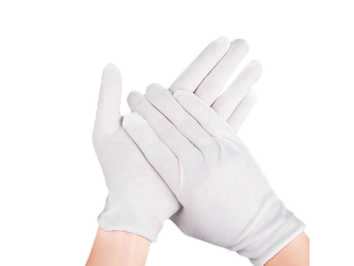 12 Pares Luvas De Algodão Brancas, Flexíveis Respiráveis, Protege Pele Seca, Para Joias E Manuseio De Moedas