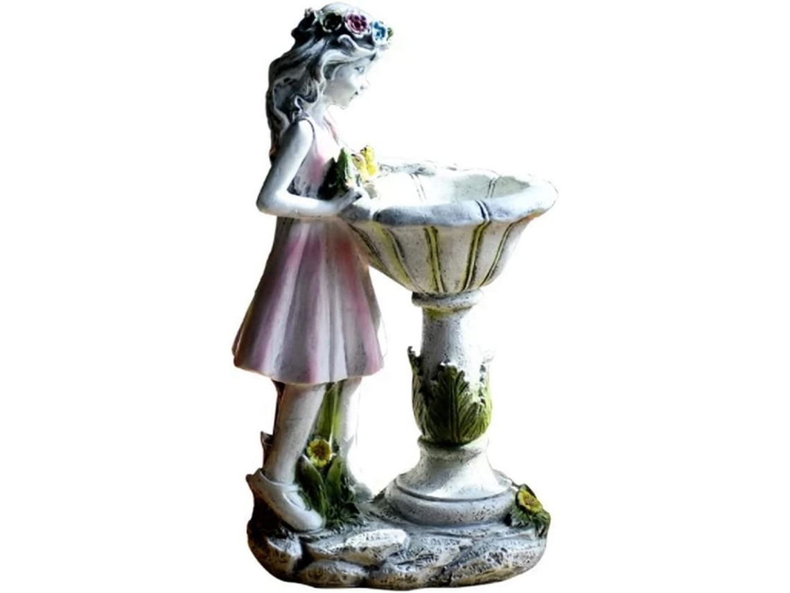 Adorno De Jardín Con Farol Solar, Figura De Ángel De Resina, Estatua Decorativa
