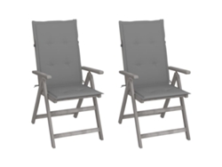 Sillas de jardín reclinables de 2 piezas con cojines DKD Home Decor, acacia maciza