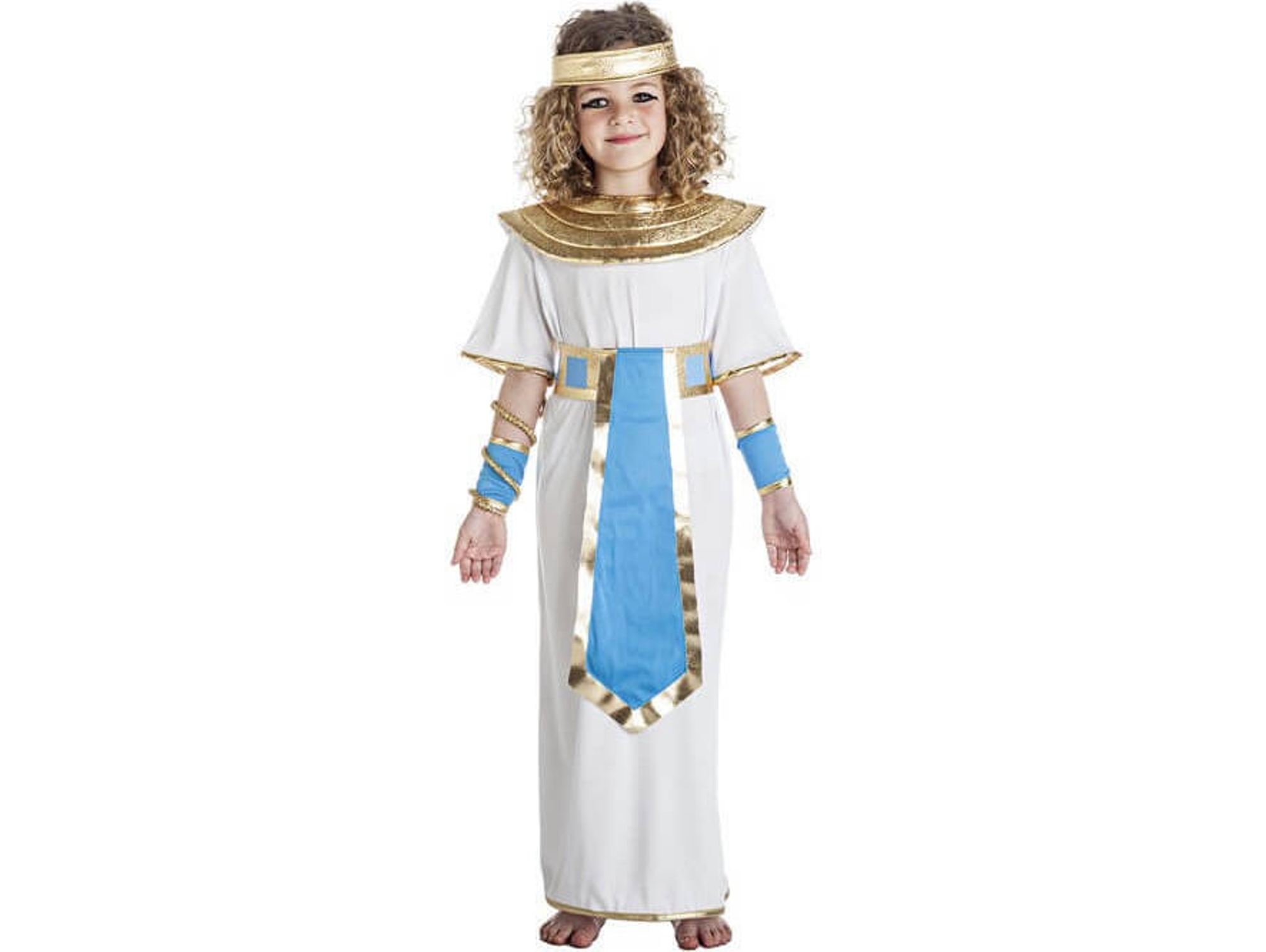 Disfraz de Niña DISFRAZZES Faraona Egipcia Blanco Y Azul (Talla: 3 a 4 años)