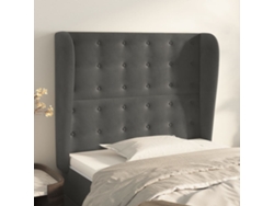 Cabecero Con Orejas De Terciopelo Gris Oscuro 103x23x118/128 Cm