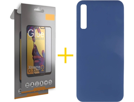 Kit Funda + 2 Protectores de Pantalla Samsung Galaxy A30s SKYHE Full Silicona Líquida (Azul)