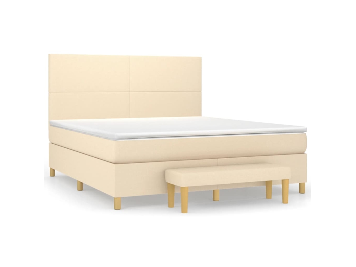 Cama Con Somier VIDAXL Crema Tela (160x200 cm)