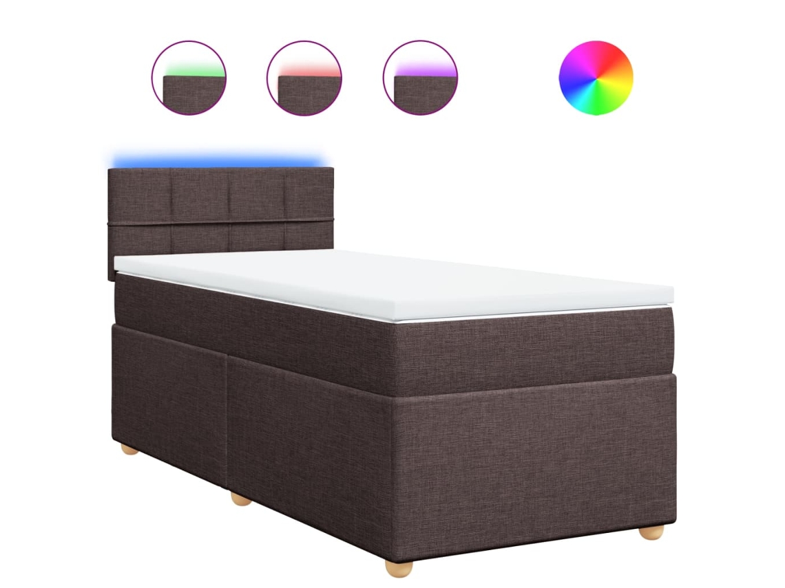 Maison Exclusive - Cama Box Spring Con Colchón Tela Marrón Oscuro 90x190 Cm