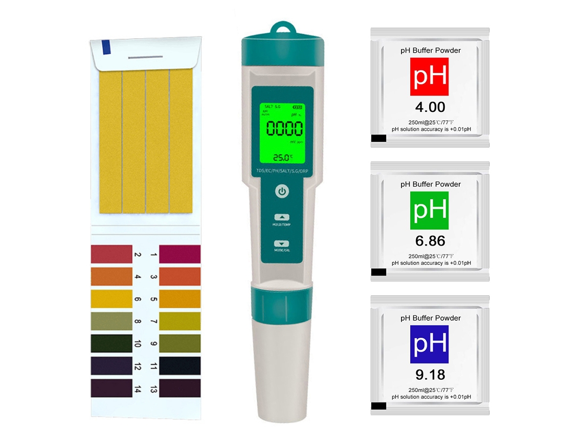 Medidor Digital Portátil 7 En 1 De Calidad Del Agua: Ph/tds/ec/salinidad/orp/sg/temperatura
